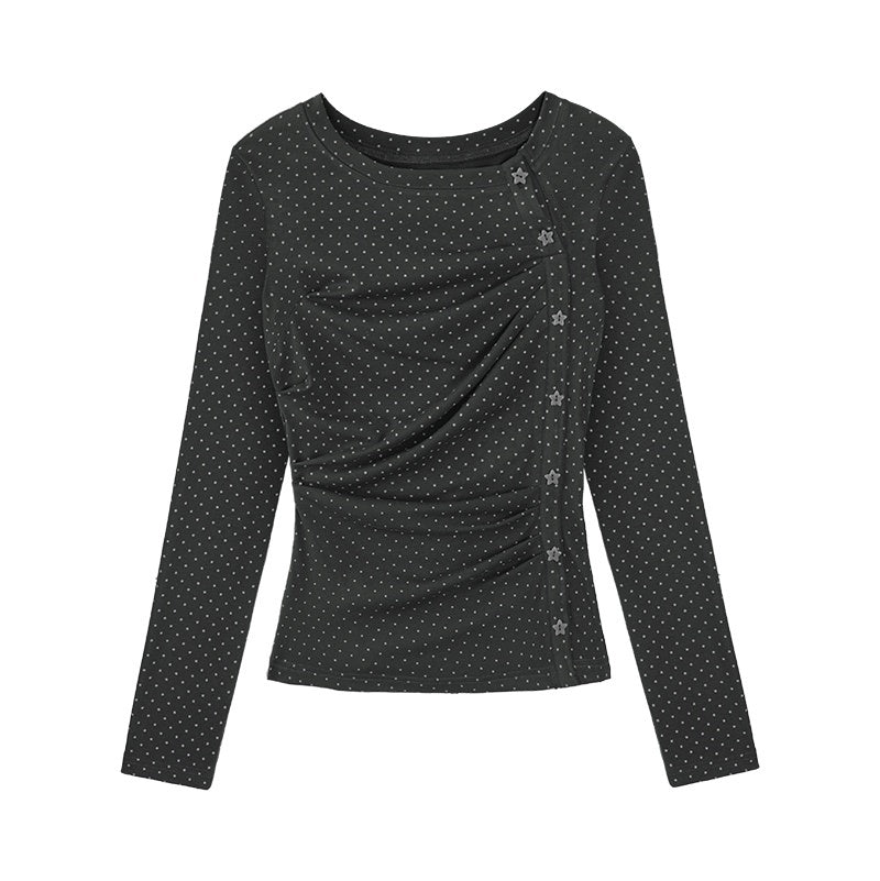 SagiDolls_Star_Print_Pleated_Slim_Fit_Women's_Viscose_Long_Sleeve_T-shirts_1092955640631_MISSTT