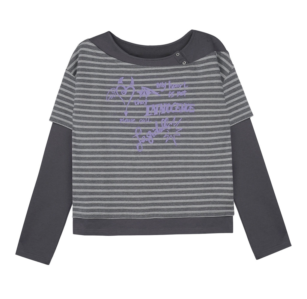 SagiDolls_Striped_Graffiti_Print_Faux_Layer_Loose_Fit_Cotton_Women's_Long_Sleeve_T-shirts_1030352797753_MISSTT