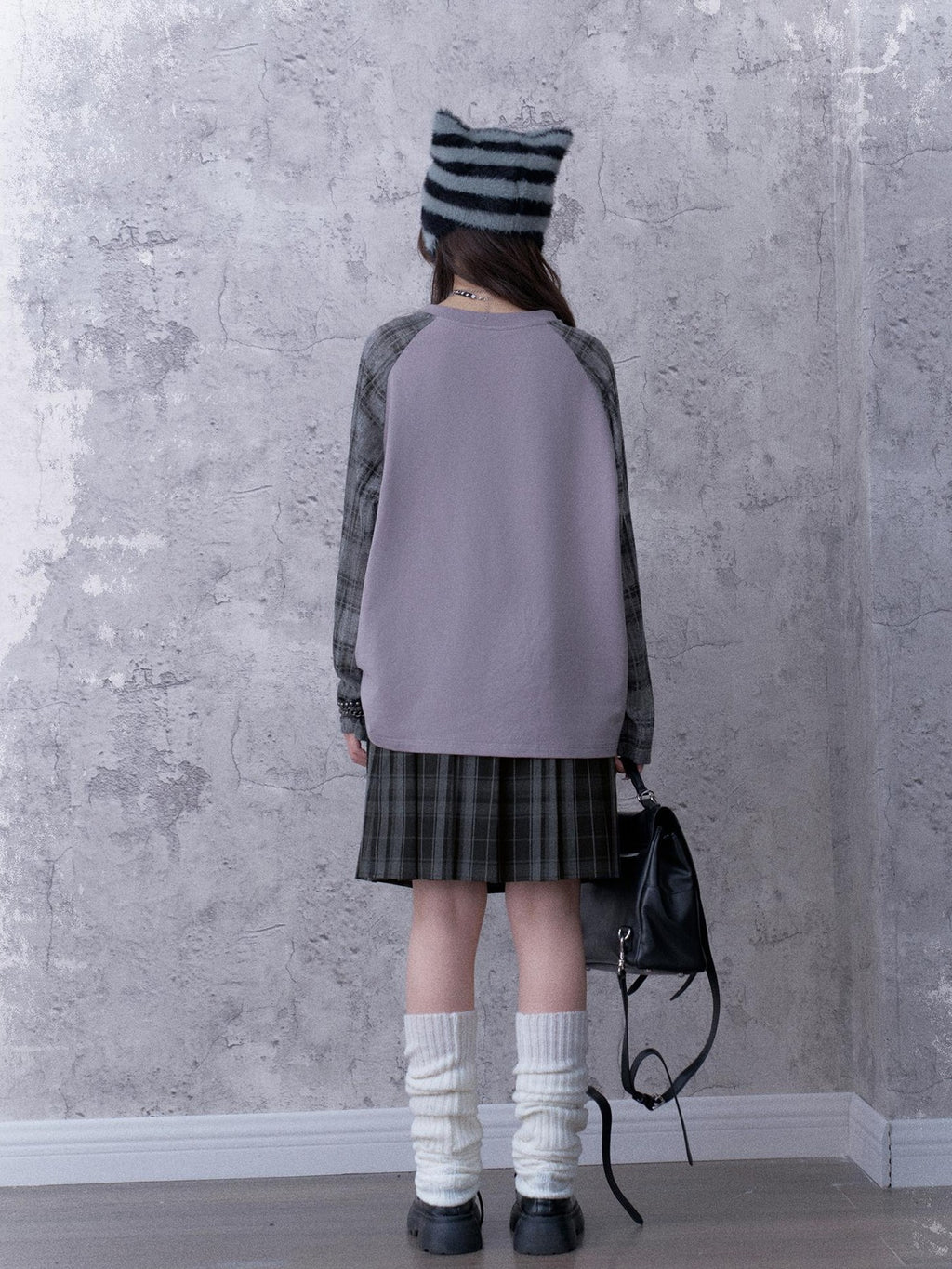 SagiDolls Textured Raglan Sleeve Print Drawstring Loose Fit Women's Cotton Long Sleeve T-shirts