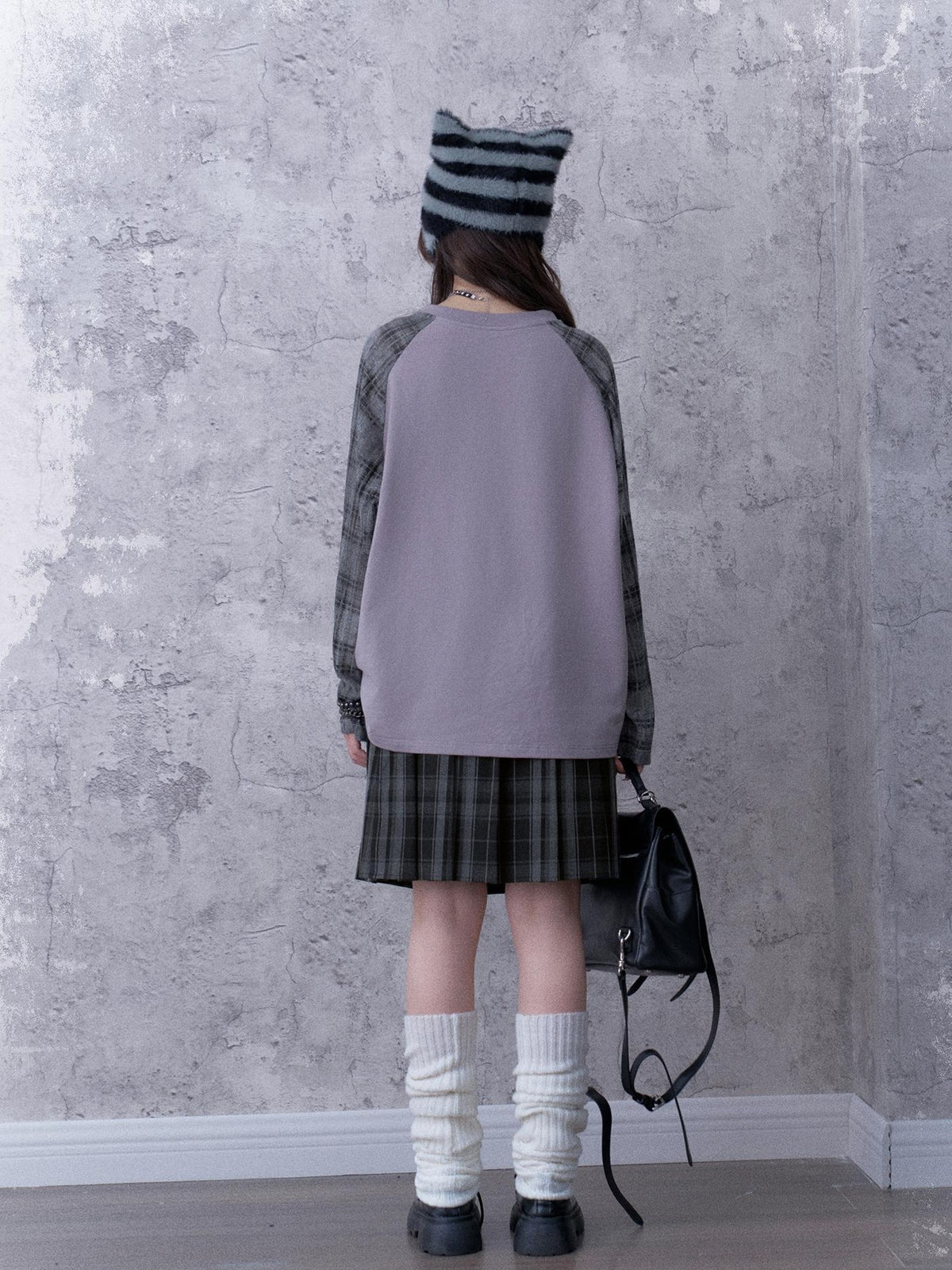 SagiDolls Textured Raglan Sleeve Print Drawstring Loose Fit Women's Cotton Long Sleeve T-shirts