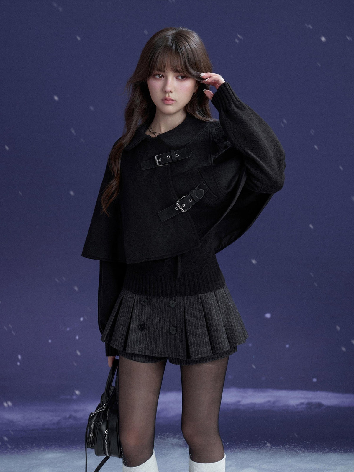 SagiDolls V-neck Lace Up Letter Print Lantern Sleeve Women's Polyester Sweaters