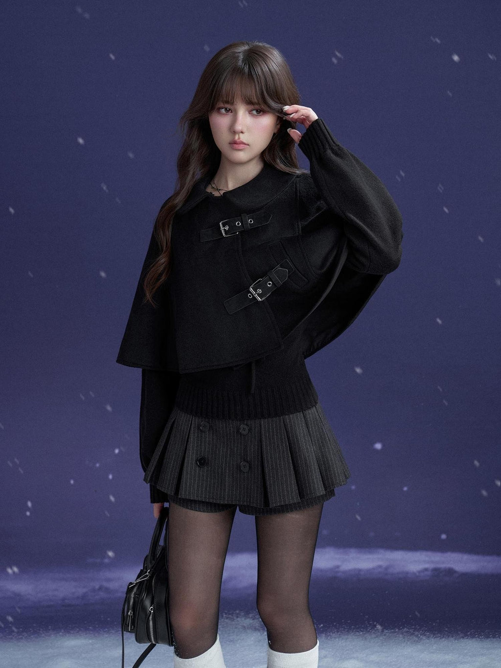 SagiDolls V-neck Lace Up Letter Print Lantern Sleeve Women's Polyester Sweaters