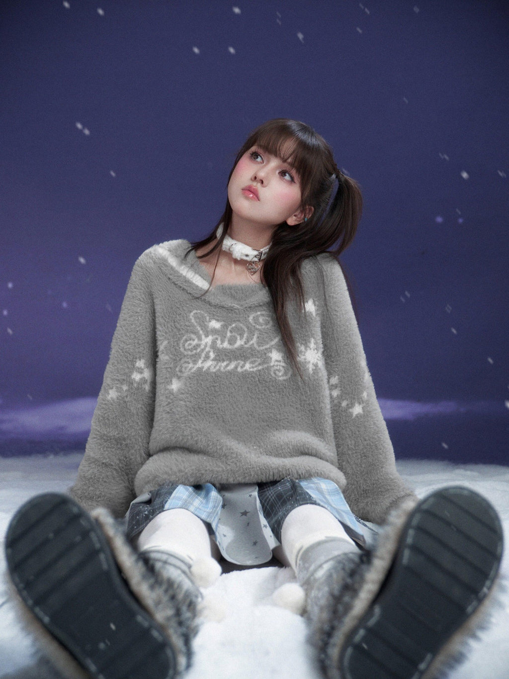 SagiDolls White Plush Collar Alloy Pendant Sweet Cool Women's Plush Chokers