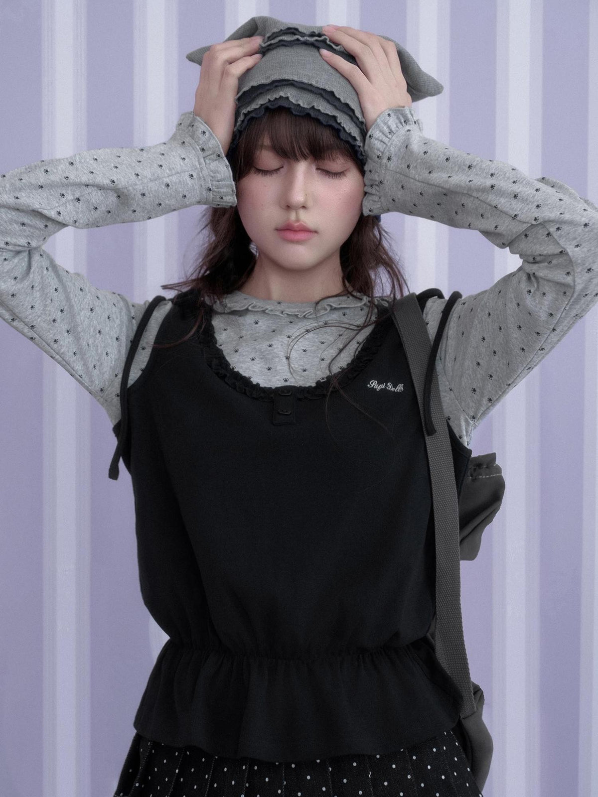 SagiDolls Y2k Faux Two Piece Spliced Loose Fit Cotton Women's Long Sleeve T-shirts