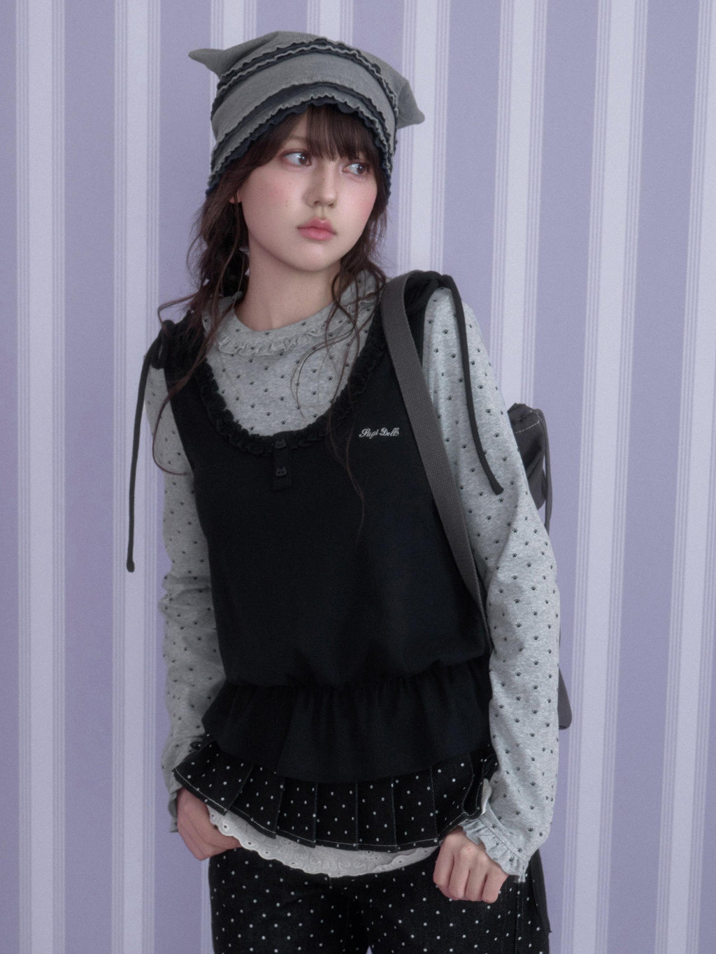SagiDolls Y2k Faux Two Piece Spliced Loose Fit Cotton Women's Long Sleeve T-shirts