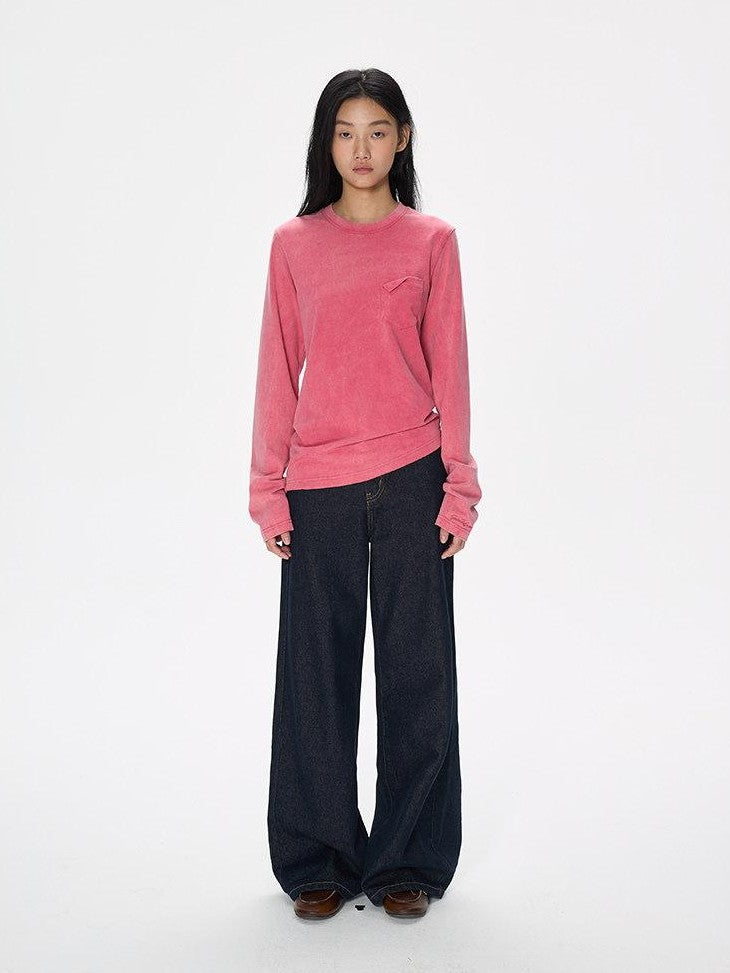 SereneEase American Vintage High Waist Micro Stretch Zip Women's Cotton Wide-leg Jeans