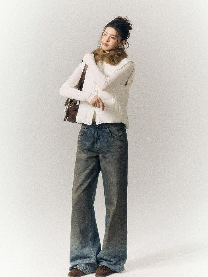 SereneEase Cropped Plaid Stand Collar Vest Women's Polyester Puffer Jackets