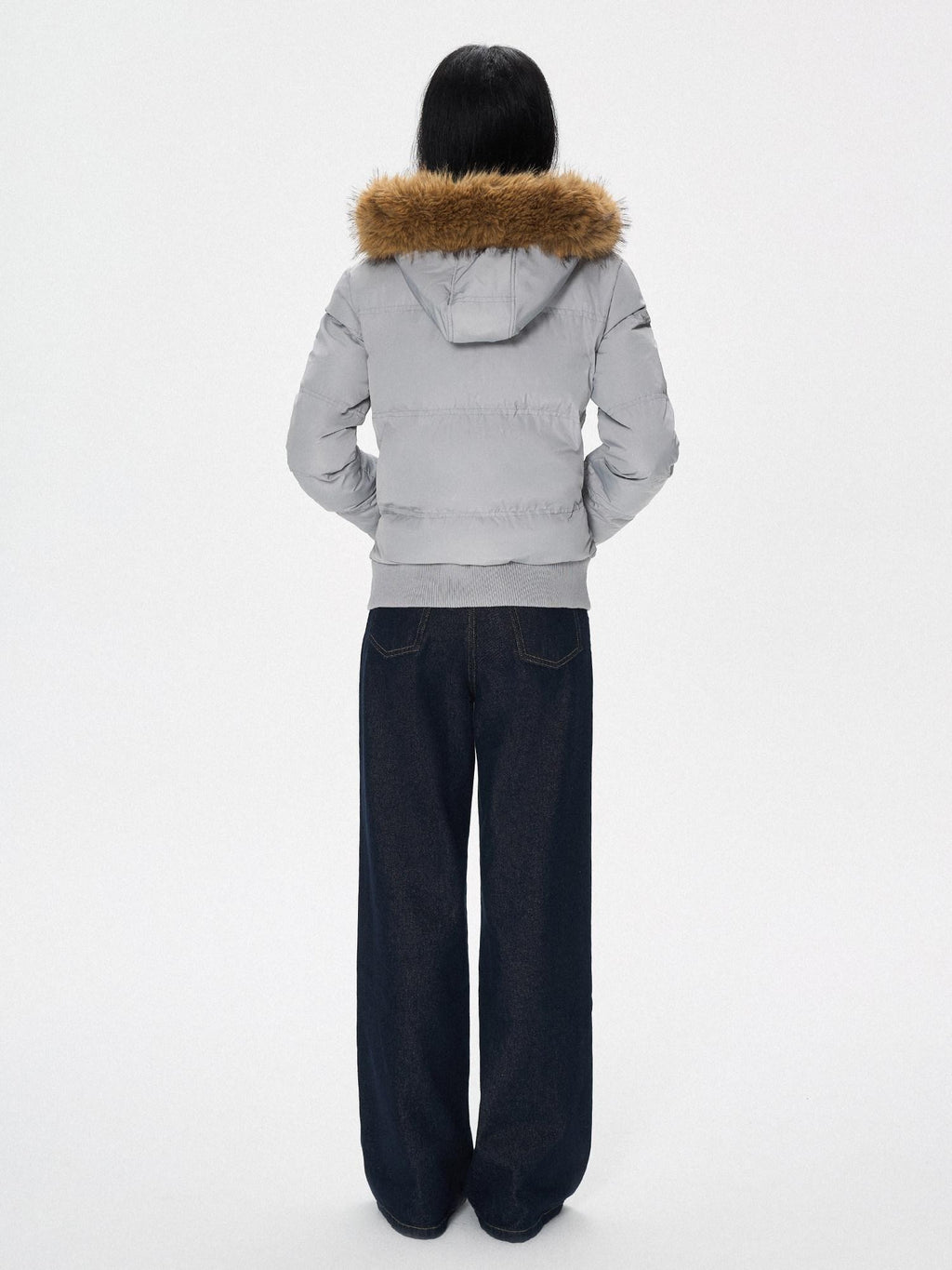 SereneEase Faux Fur Collar Fleece Lined Hooded Straight Cut Women's Cotton Puffer Jackets