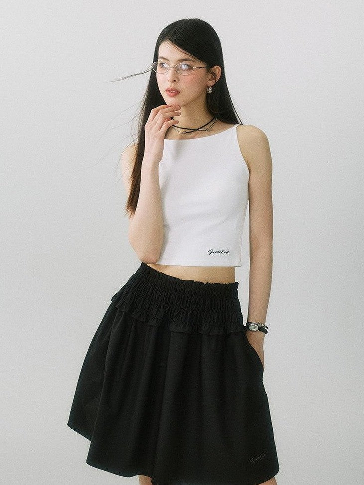 SereneEase Floral Ruched High Waist A Line Women's Pure Cotton Midi Skirts
