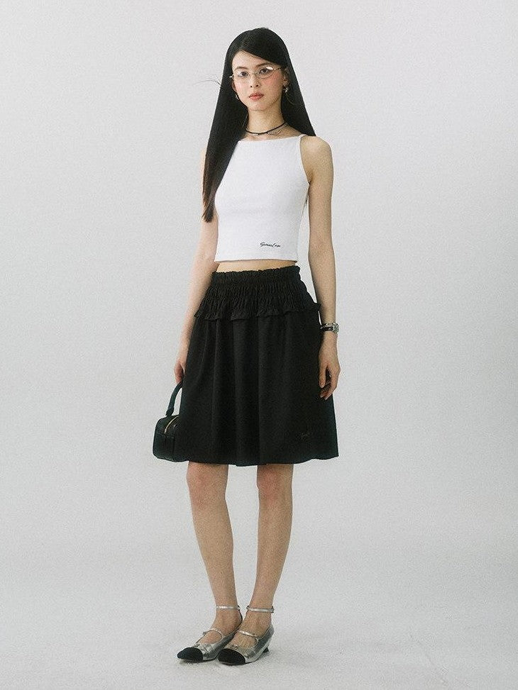 SereneEase Floral Ruched High Waist A Line Women's Pure Cotton Midi Skirts