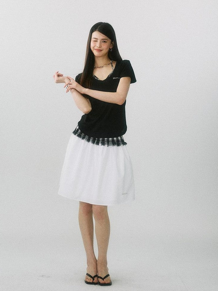 SereneEase Floral Ruched High Waist A Line Women's Pure Cotton Midi Skirts