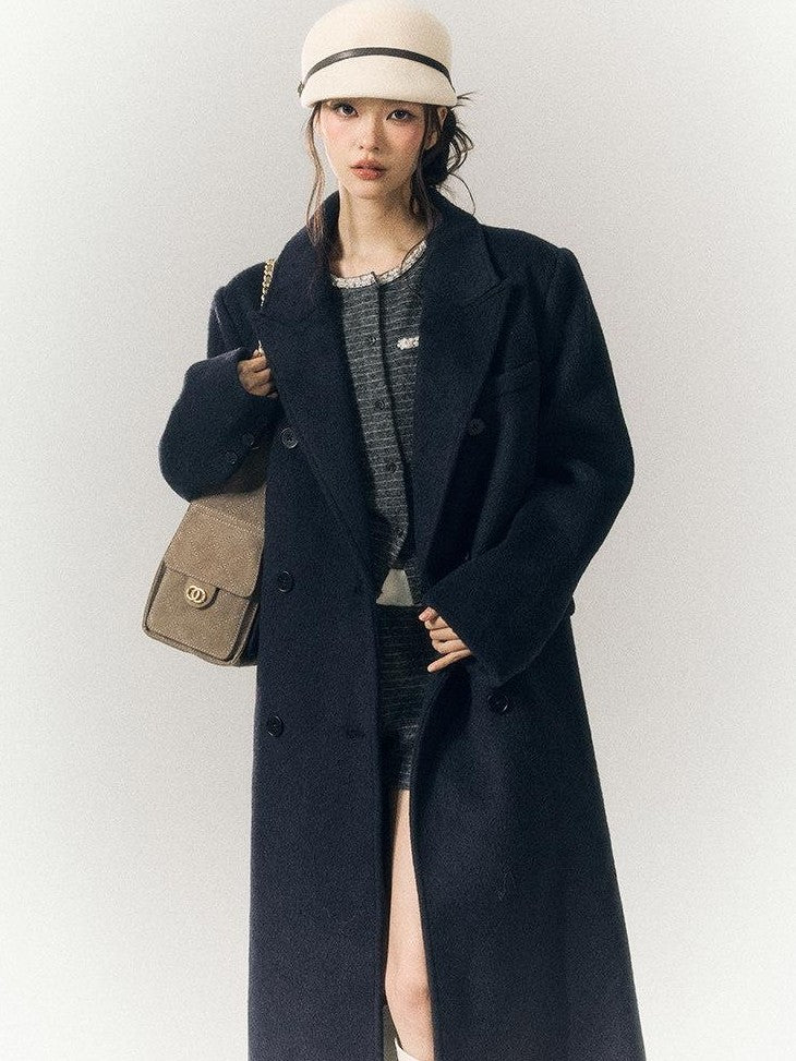 SereneEase Gray Blue Striped Hand Beaded Tie Cardigan Women's Wool Casual Top & Shorts Sets