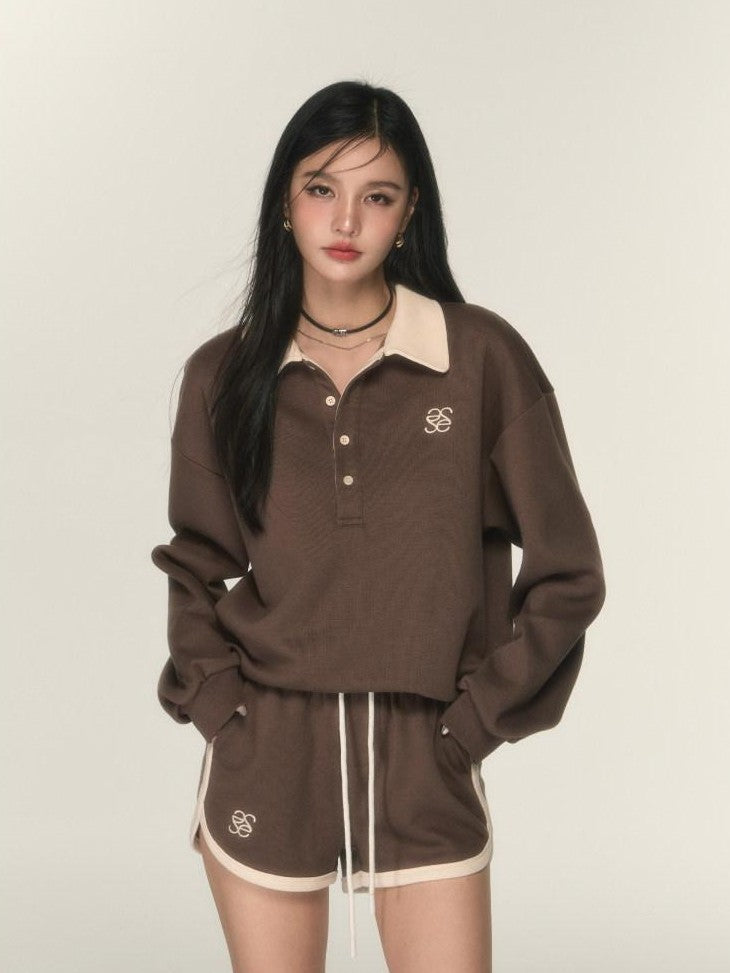 SereneEase Heather Gray Relaxed Lounge American Women's Cotton Sport Top & Shorts Sets