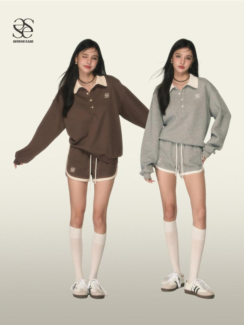SereneEase Heather Gray Relaxed Lounge American Women's Cotton Sport Top & Shorts Sets