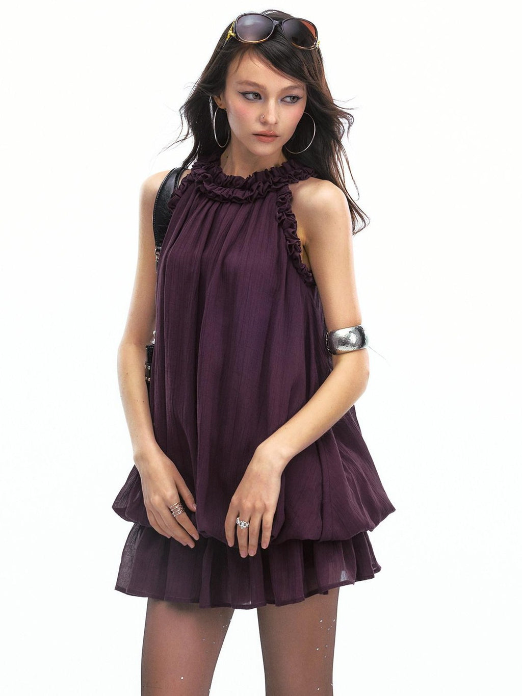 SereneEase Pink Leopard Halter Sleeveless French Lace Women's Casual Mini Dresses