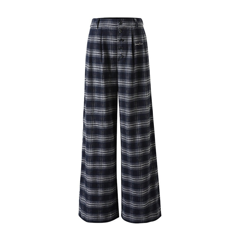 SereneEase_Plaid_Brushed_Textured_Straight_Cut_Women's_Polyester_Wide-leg_Pants_842596927909_MISSTT