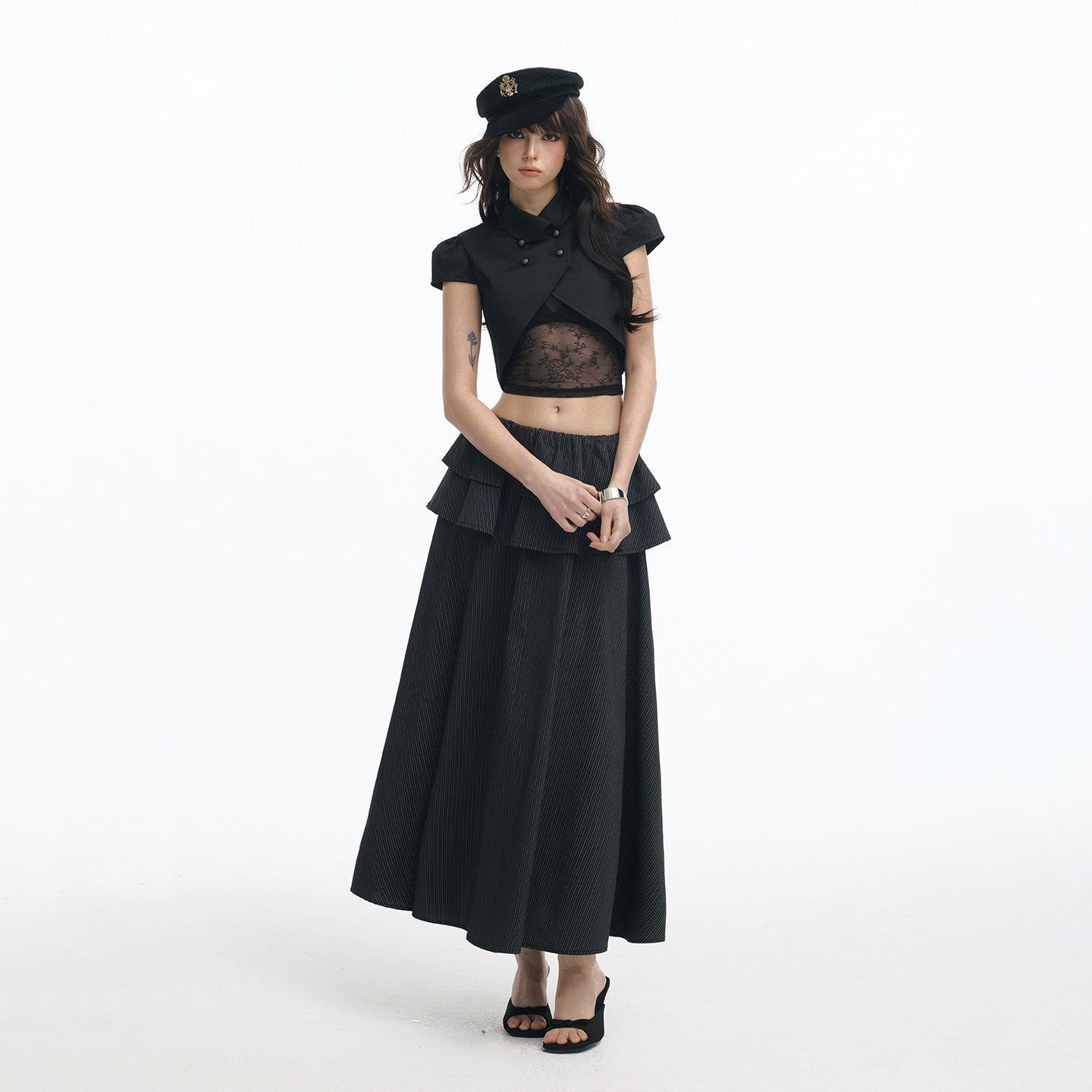 SereneEase_Puff_Sleeve_Lace_Cutout_Bustier_Layered_Spliced_Women's_Matching_Skirt_Sets_1023685889089_MISSTT