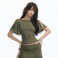 SereneEase_Retro_Green_Lace_Spliced_Irregular_Hem_Women's_Short_Sleeve_Matching_Skirt_Sets_1031498197567_MISSTT