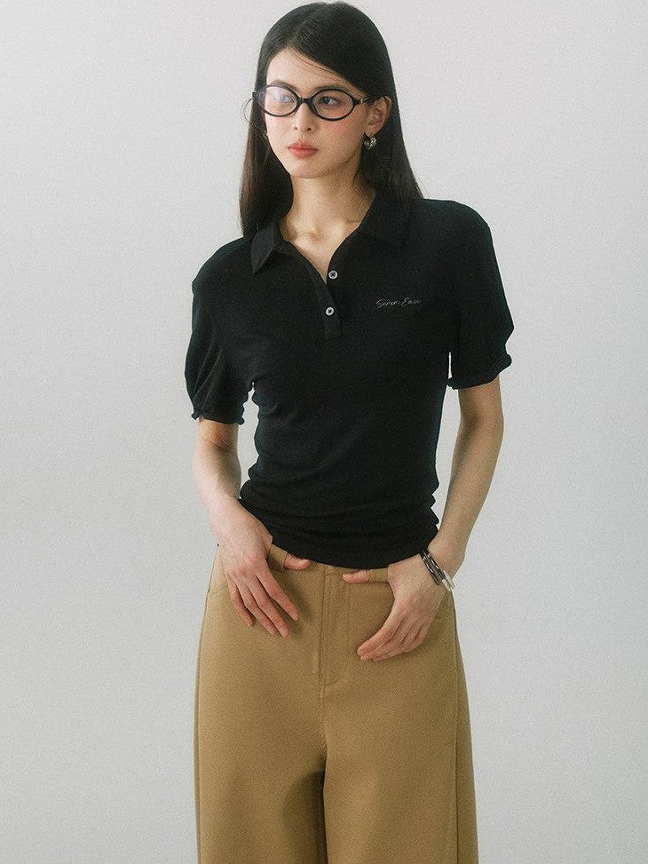 SereneEase Solid Henley Collar Moisture Wicking Women's Lyocell Wool Short Sleeve T-shirts