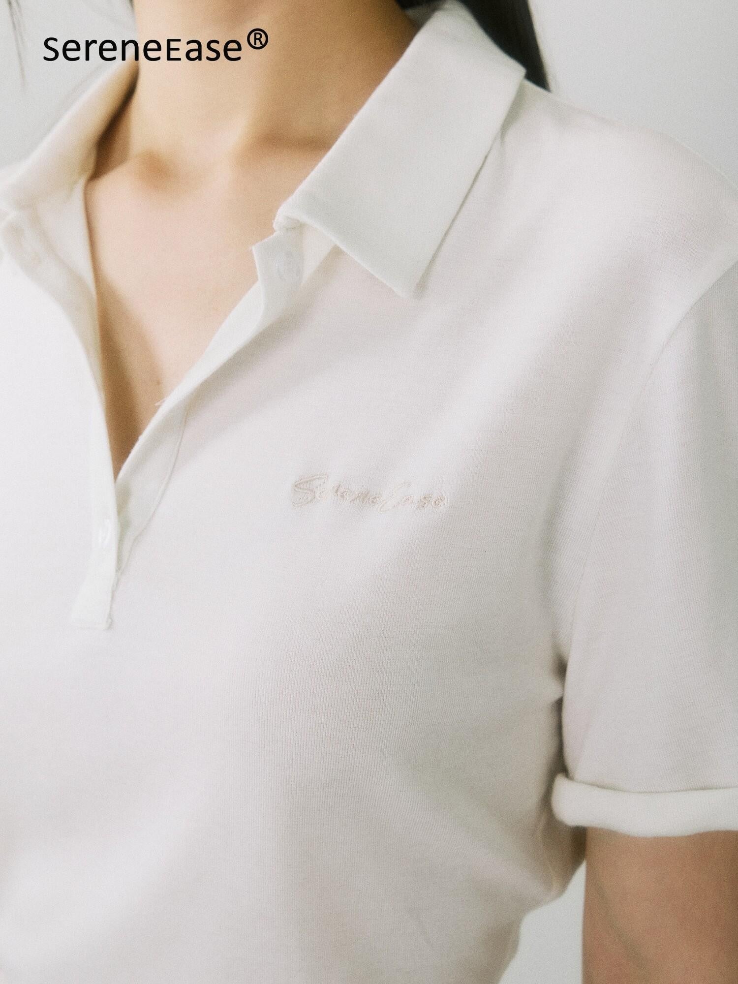 SereneEase Solid Henley Collar Moisture Wicking Women's Lyocell Wool Short Sleeve T-shirts