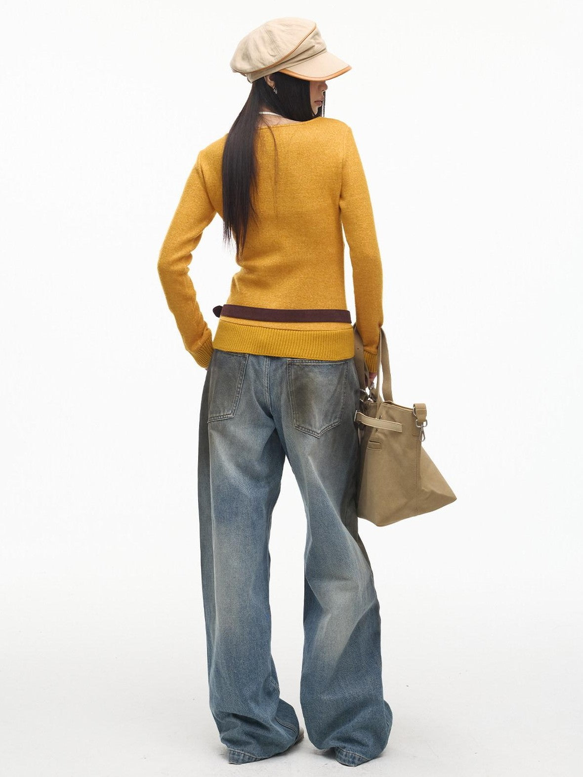SereneEase Vintage Layered V-neck Button Knit Women's Wool Slim Fit Pullover Sweaters