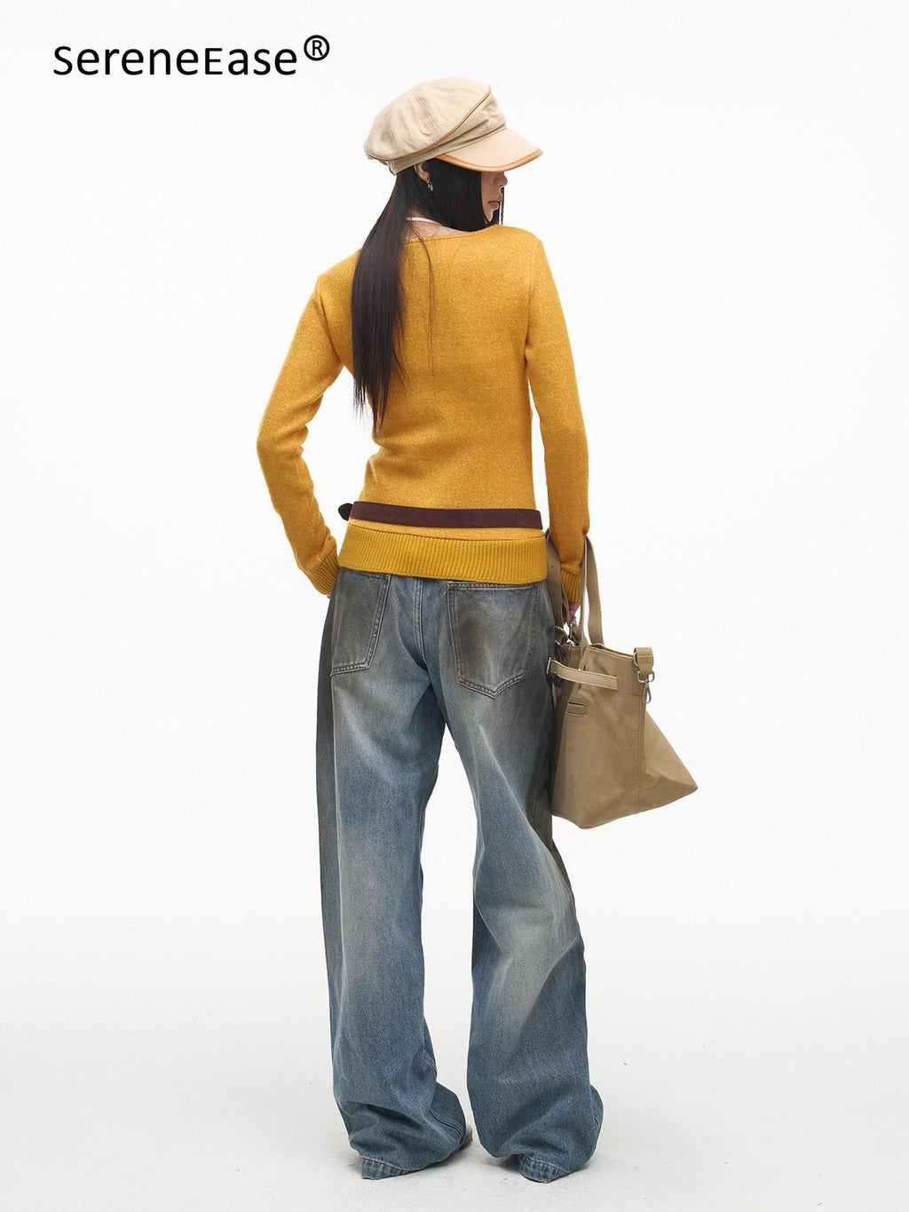 SereneEase Vintage Layered V-neck Button Knit Women's Wool Slim Fit Pullover Sweaters