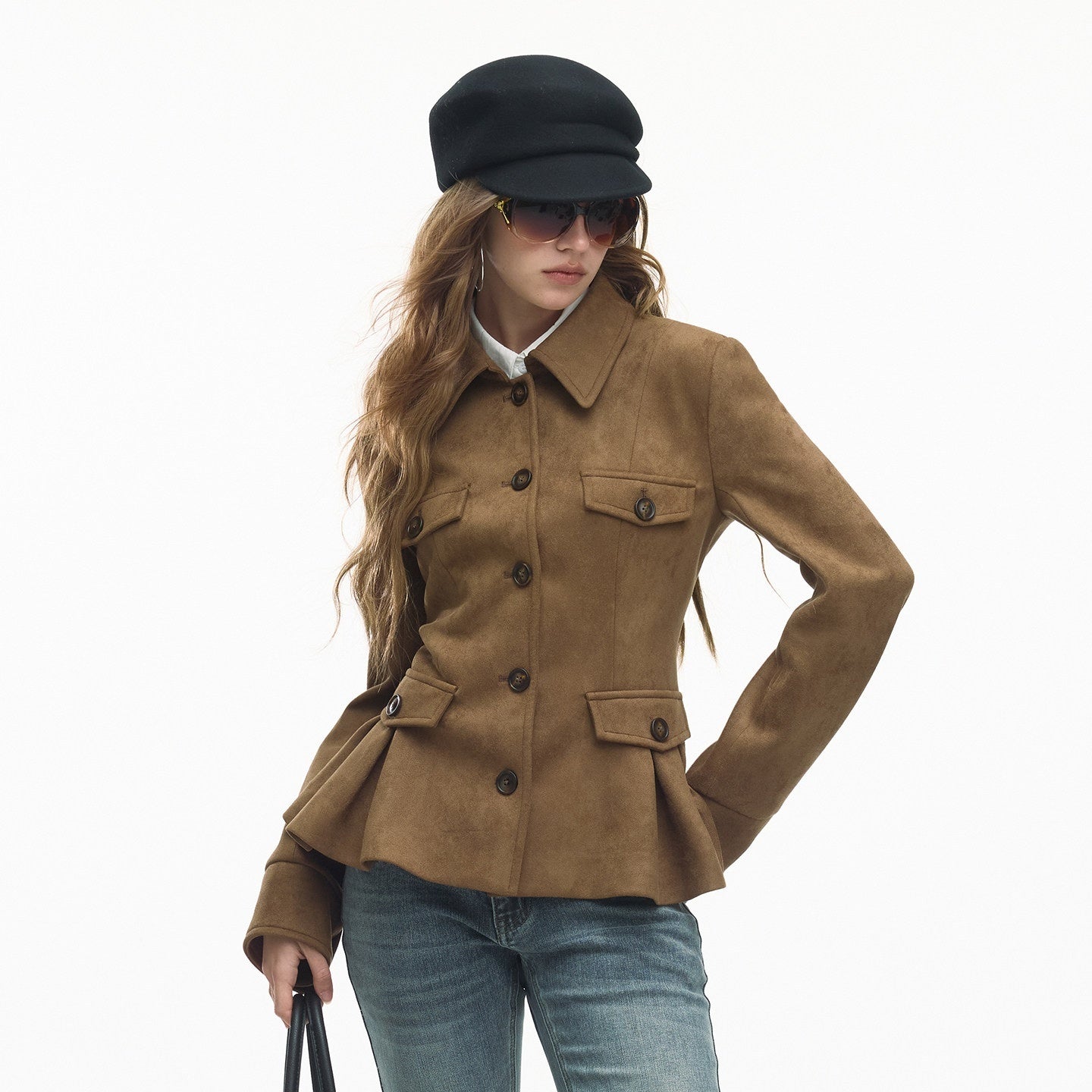 SereneEase_Vintage_Suede_Waist_Cinch_Lapel_Women's_Polyester_Slim_Fit_Leather_Jackets_1007370417221_MISSTT
