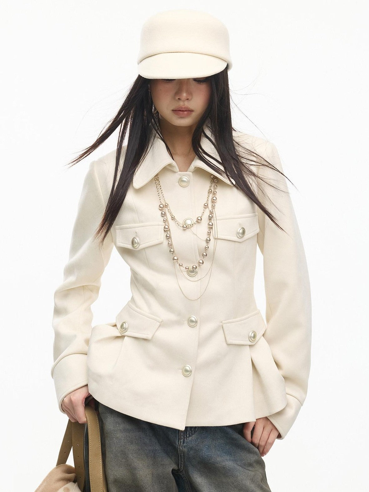 SereneEase Vintage Suede Waist Cinch Lapel Women's Polyester Slim Fit Leather Jackets