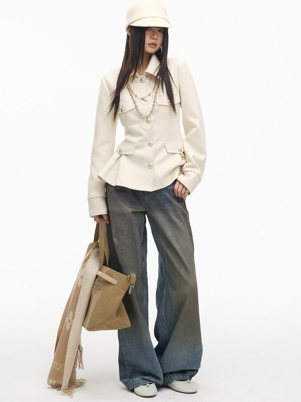 SereneEase Vintage Suede Waist Cinch Lapel Women's Polyester Slim Fit Leather Jackets