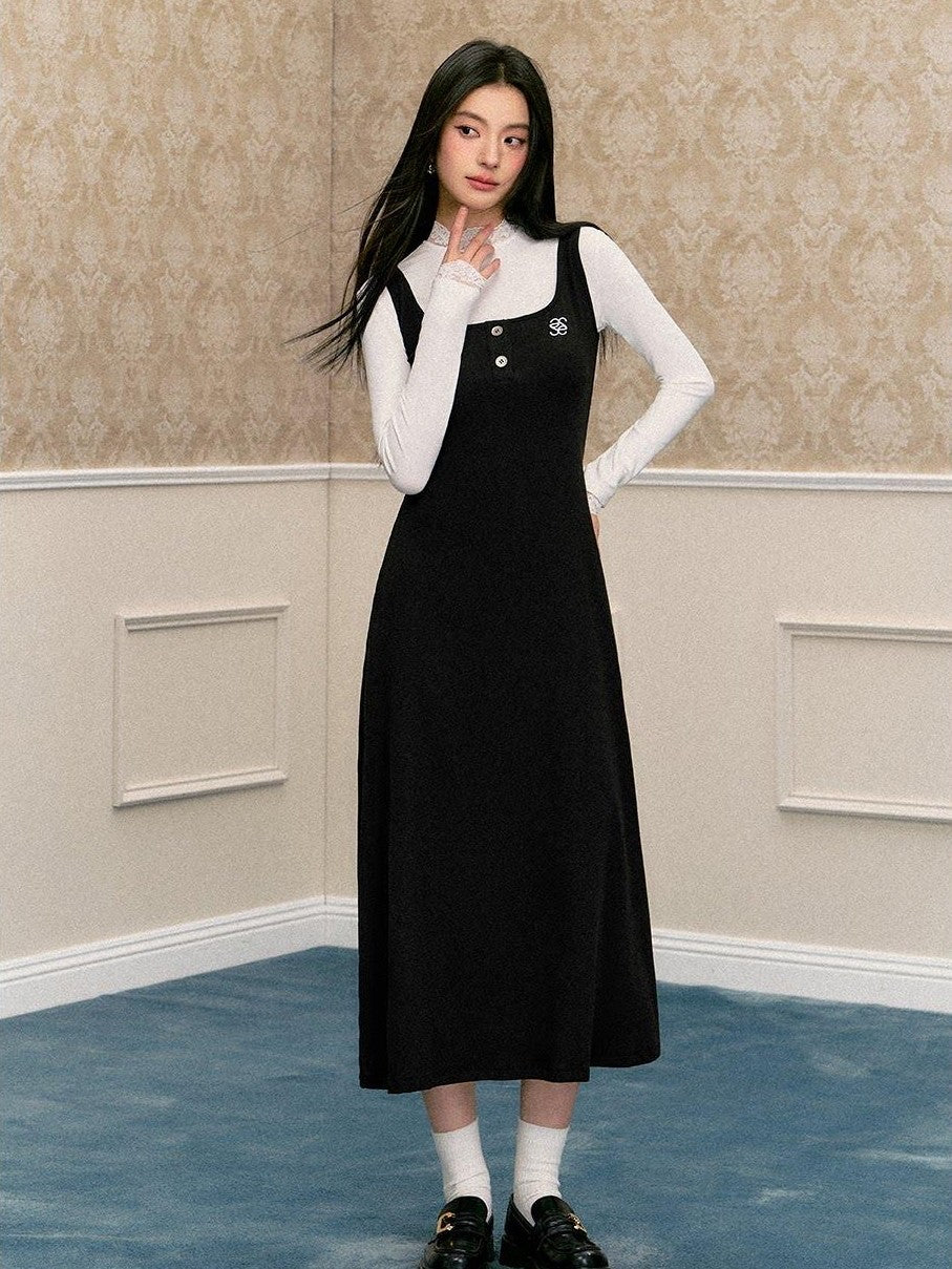 SereneEase Washed Pink Embroidered A Line Women's Cotton Blend Knit Slip Maxi Dresses