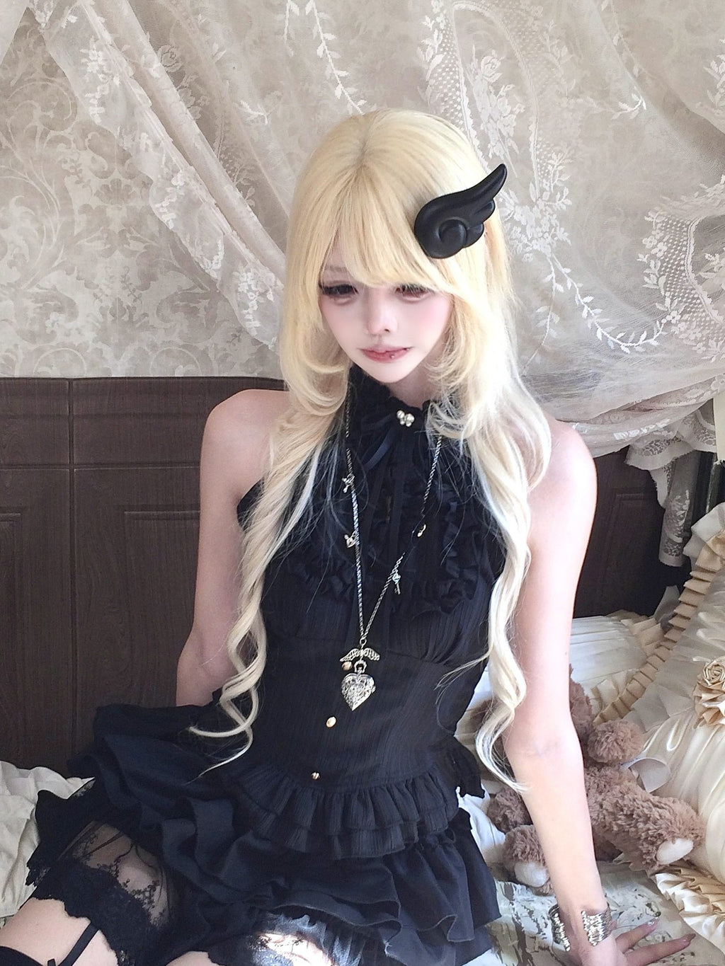 Sub_Era_Black_Gothic_Ruffle_Tiered_Halter_Women's_Polyester_Tank_Tops_1067324977107_MISSTT