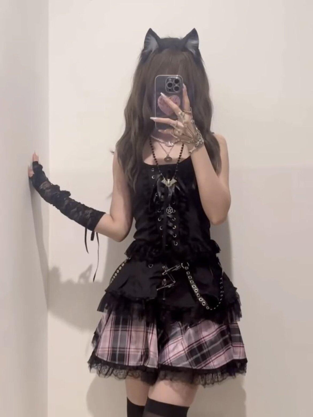 Sub Era Black Square Neck Slim Tie Back Women's Lace Knit Trim Camisoles
