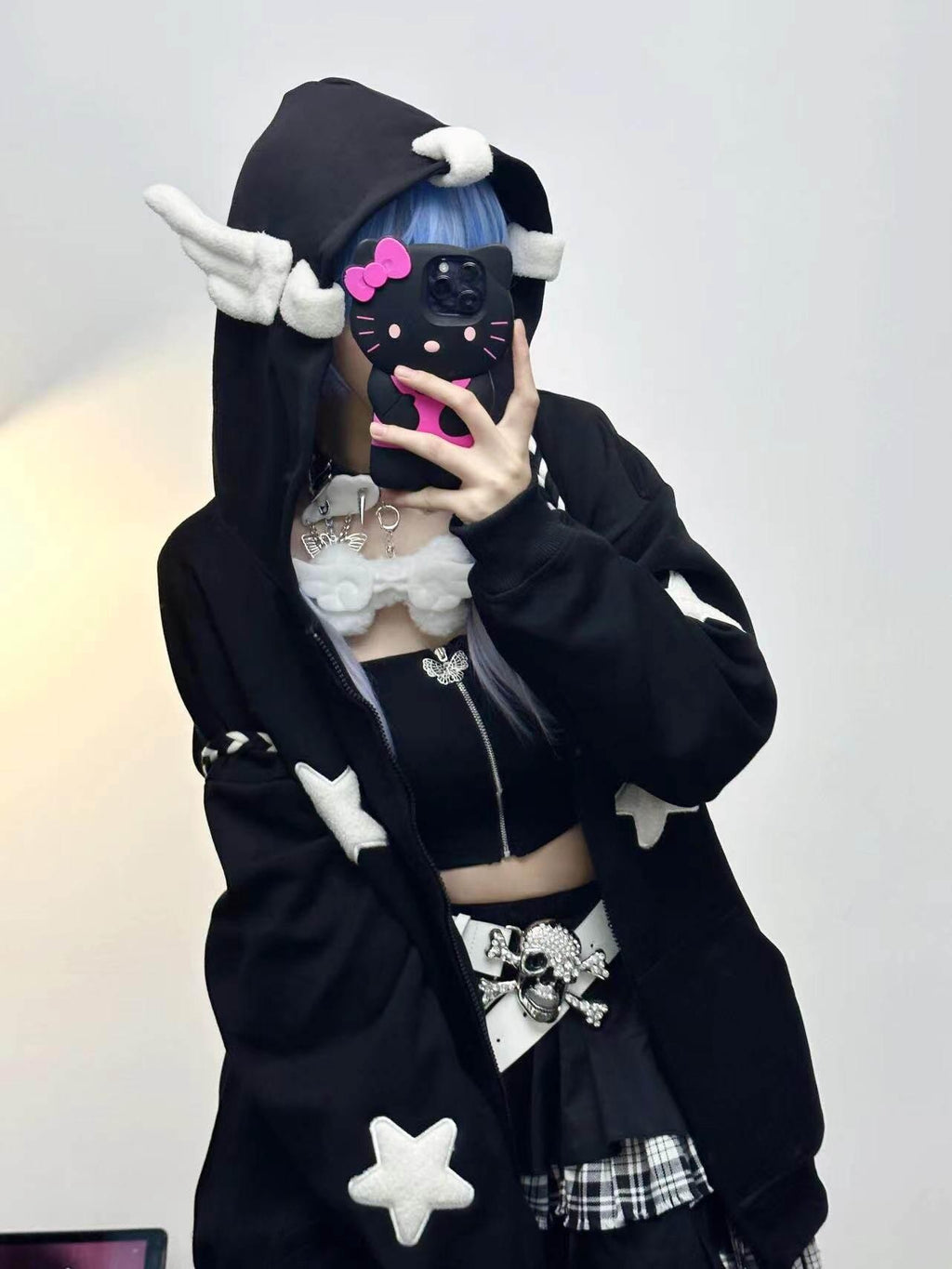 Sub Era Cute Anime Star Wing Cartoon Print Loose Hooded Women's Fleece Hoodies