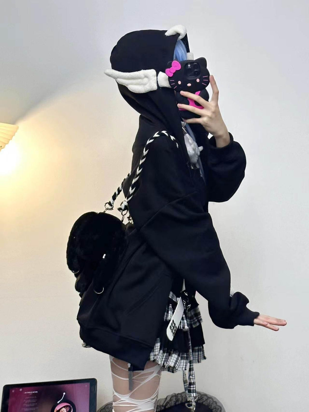 Sub Era Cute Anime Star Wing Cartoon Print Loose Hooded Women's Fleece Hoodies