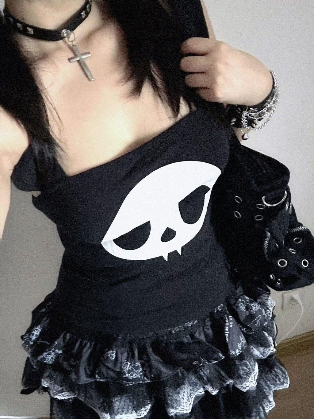 Sub Era Dark Harajuku Punk Lace Tiered Women's Polyester Mini Skirts