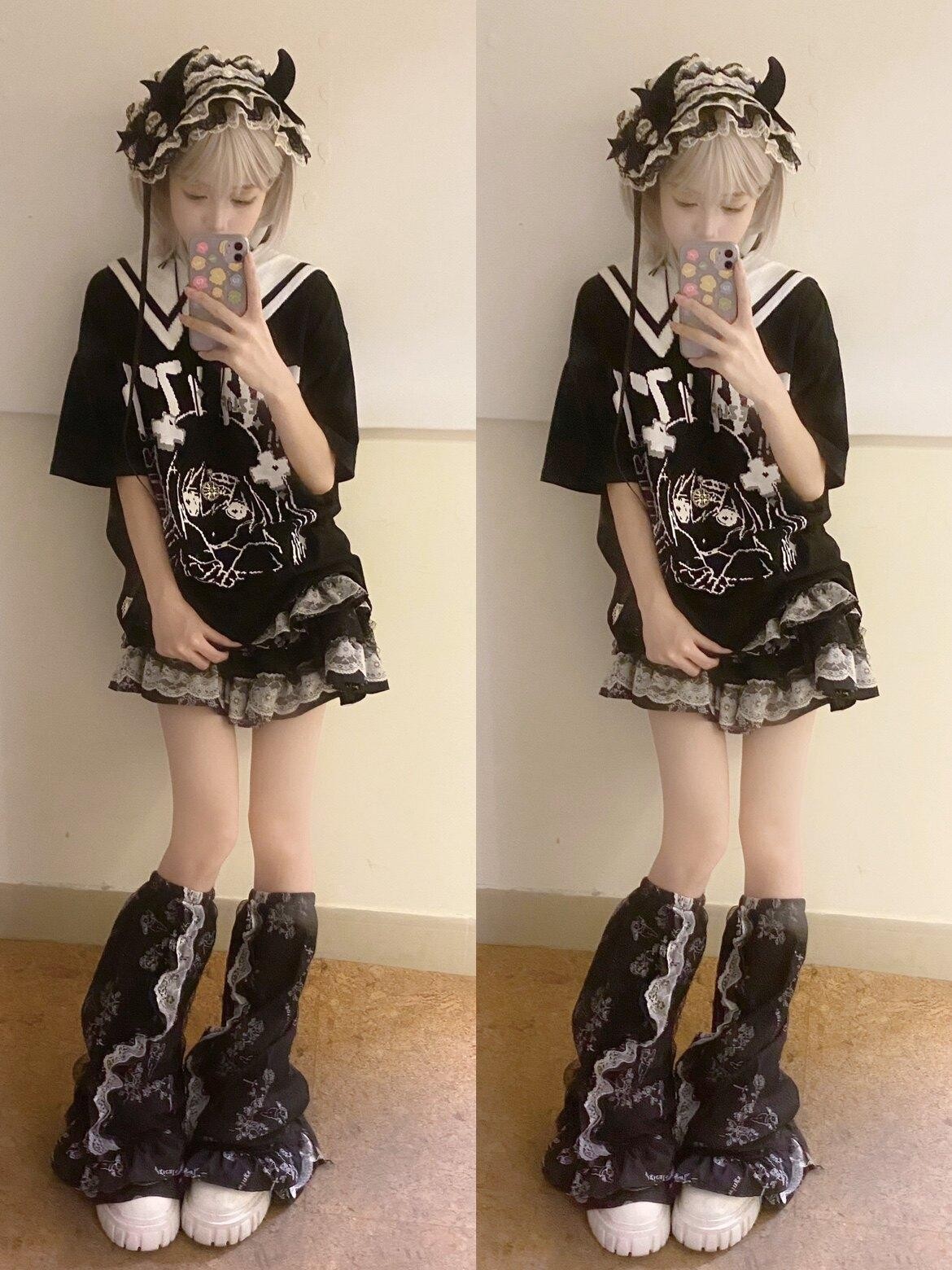 Sub Era Dark Harajuku Punk Lace Tiered Women's Polyester Mini Skirts