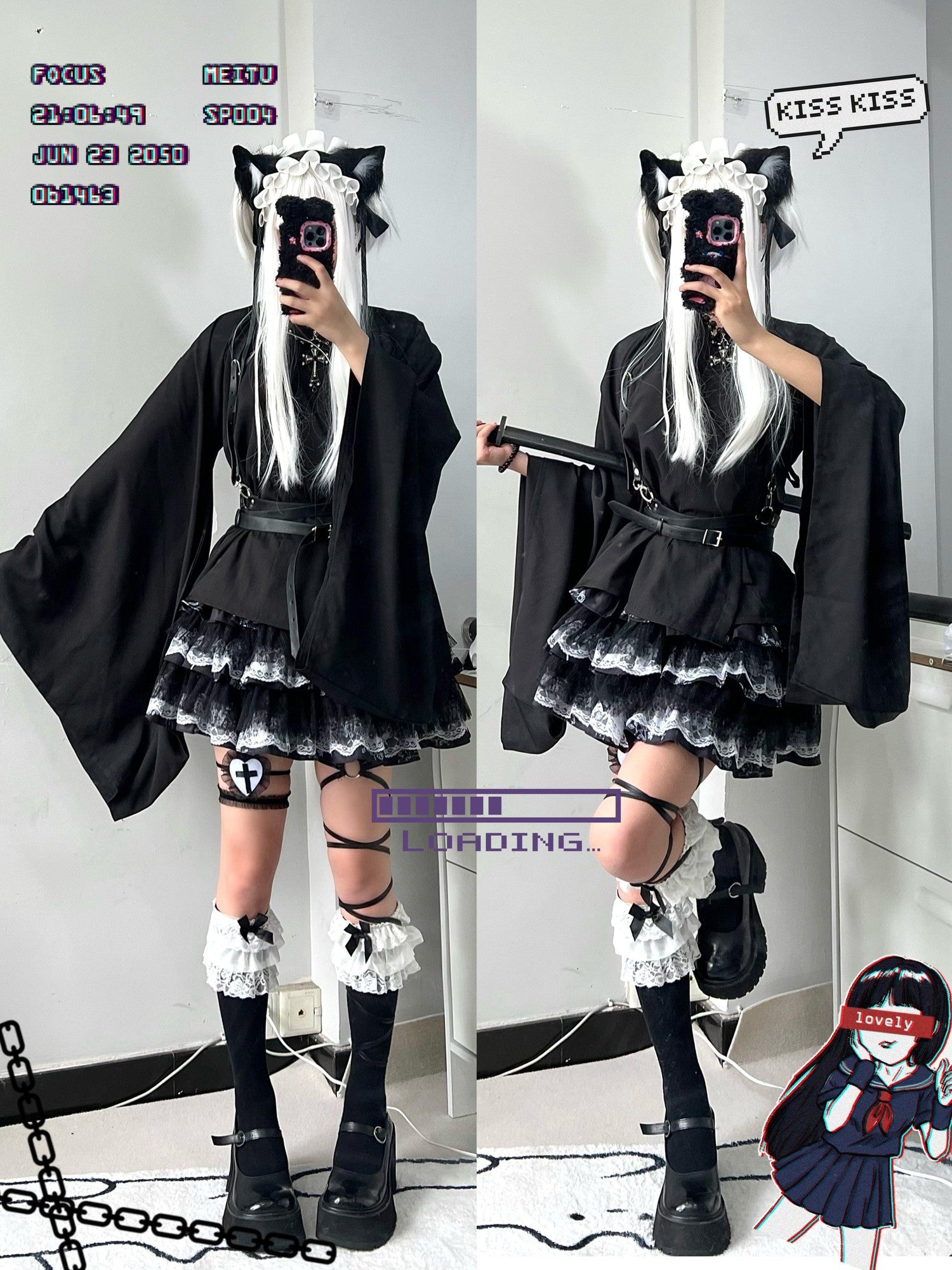Sub Era Dark Harajuku Punk Lace Tiered Women's Polyester Mini Skirts