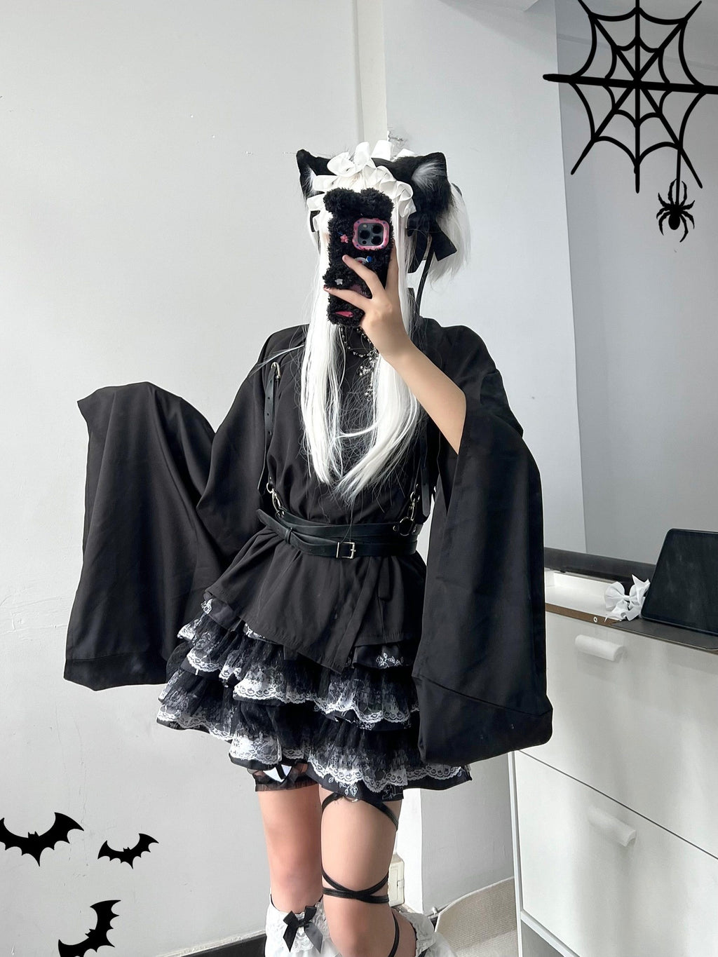 Sub Era Dark Harajuku Punk Lace Tiered Women's Polyester Mini Skirts