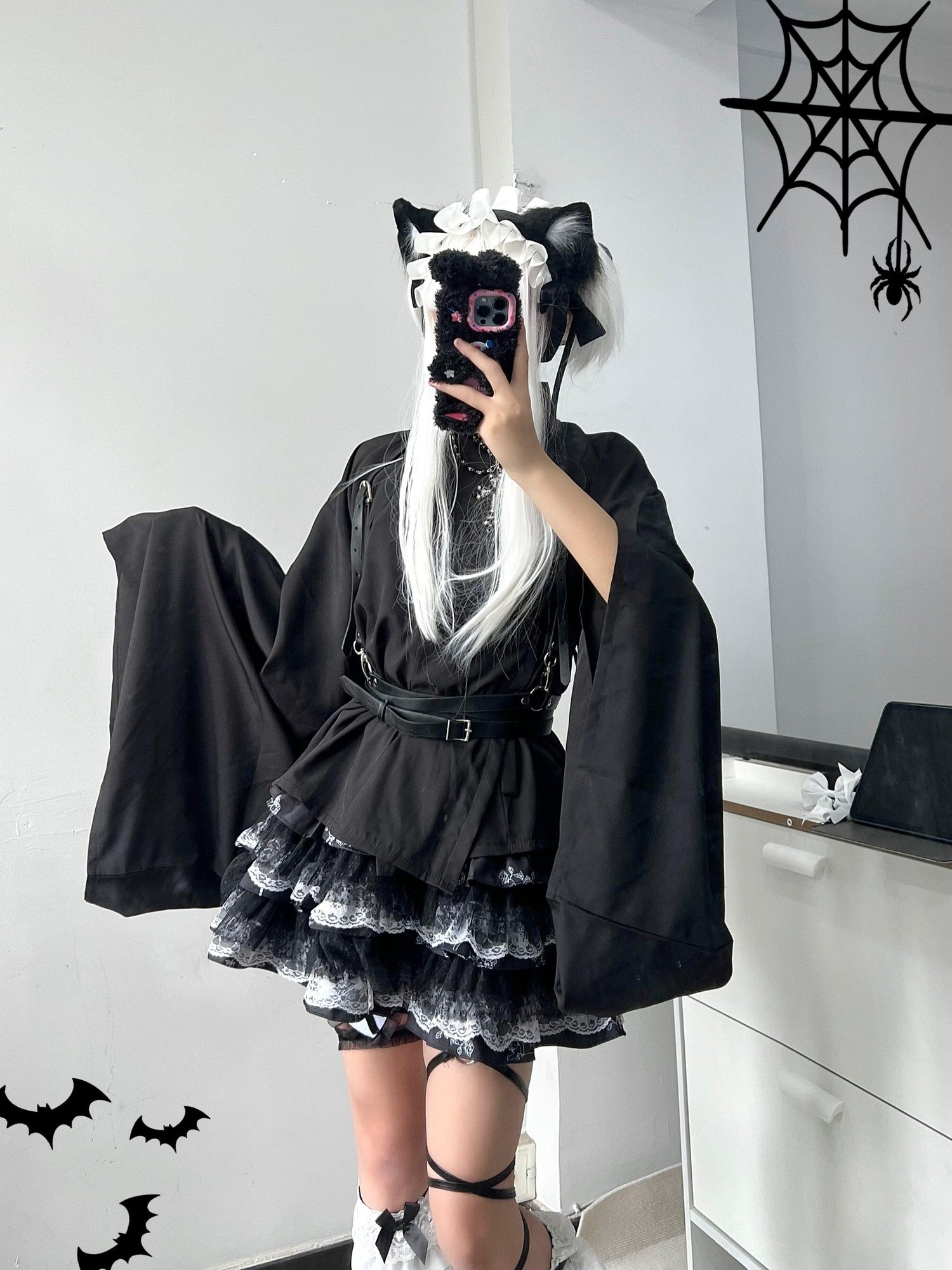 Sub Era Dark Harajuku Punk Lace Tiered Women's Polyester Mini Skirts
