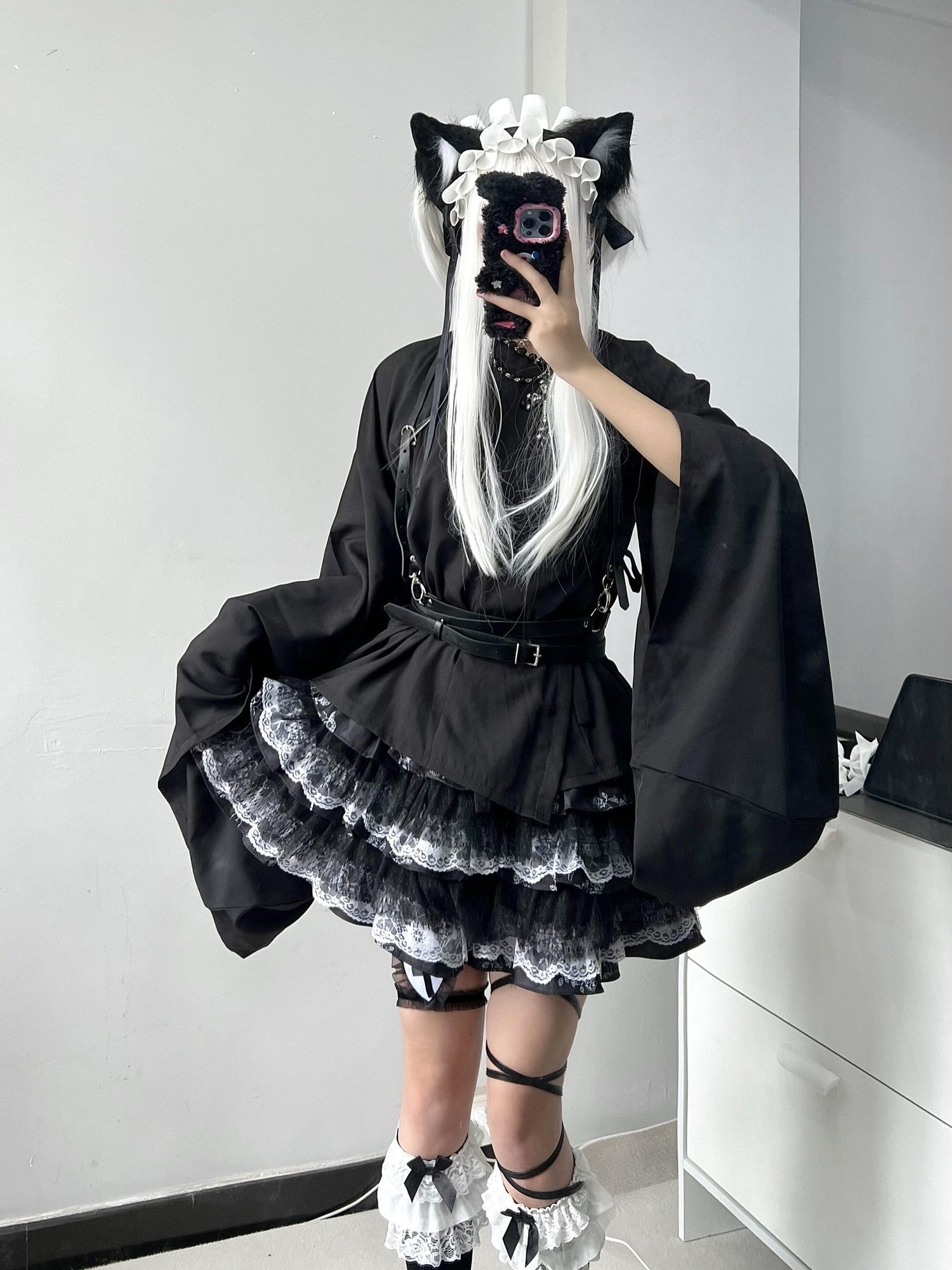 Sub Era Dark Harajuku Punk Lace Tiered Women's Polyester Mini Skirts