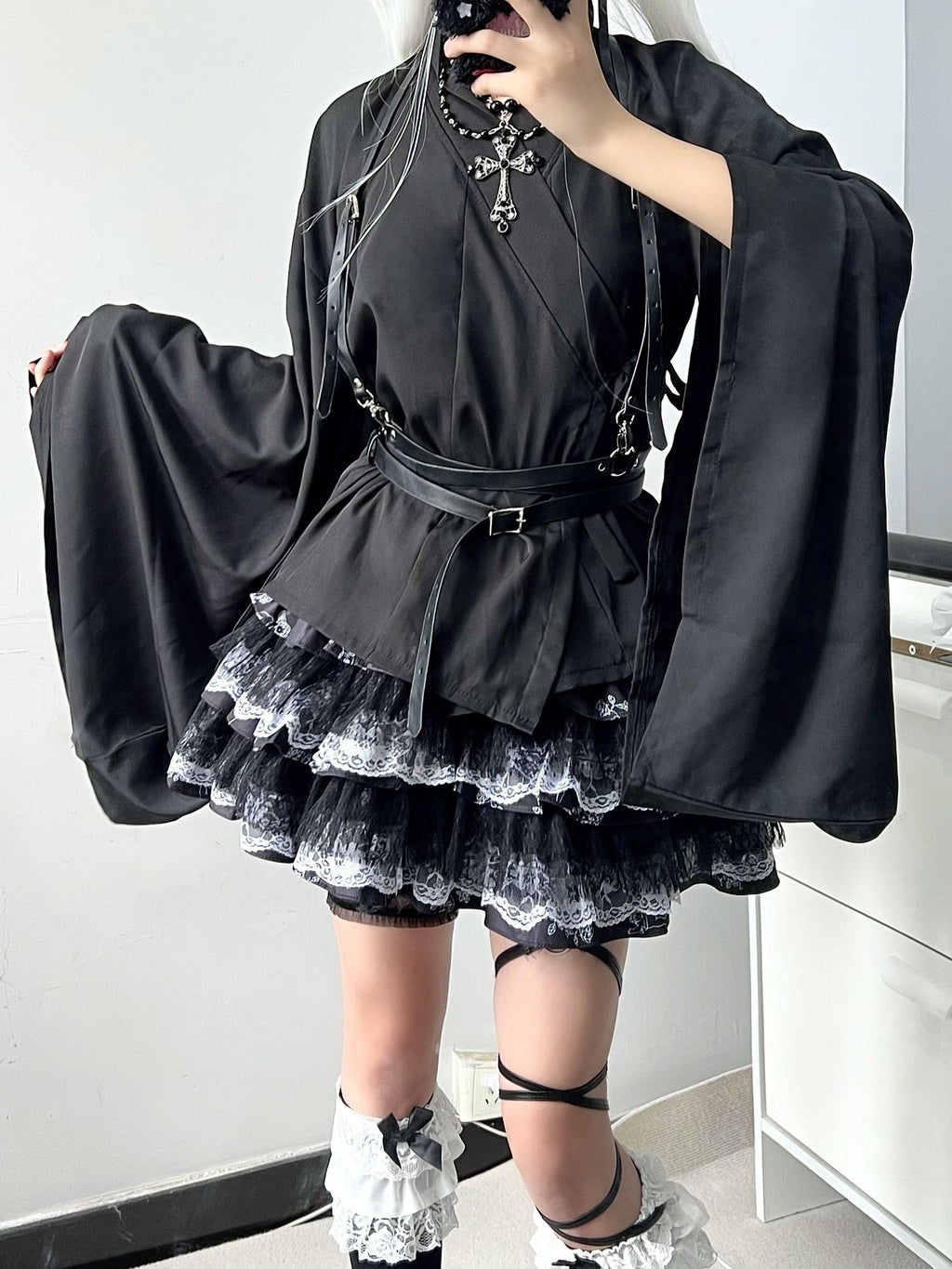 Sub Era Dark Harajuku Punk Lace Tiered Women's Polyester Mini Skirts