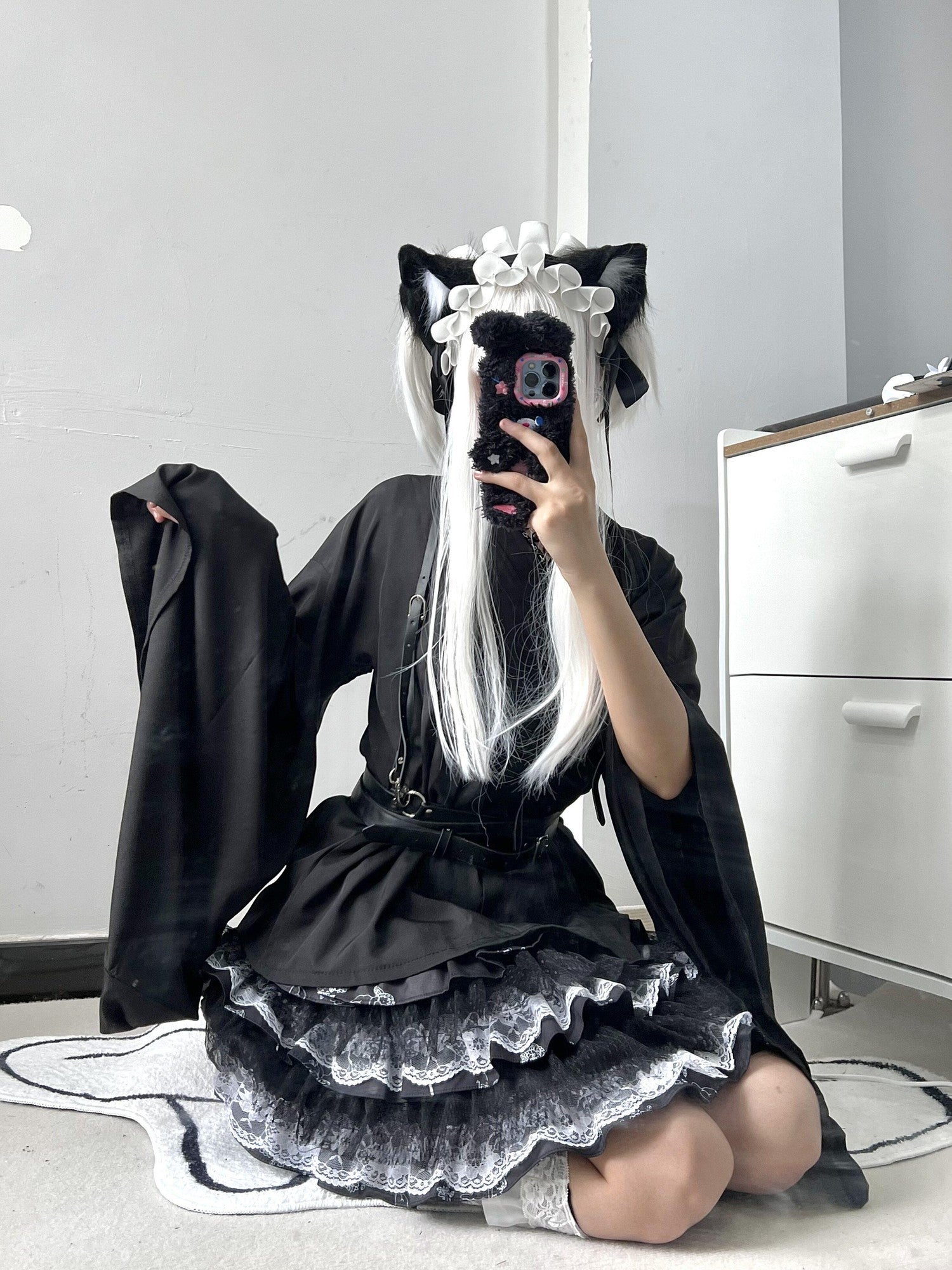 Sub Era Dark Harajuku Punk Lace Tiered Women's Polyester Mini Skirts
