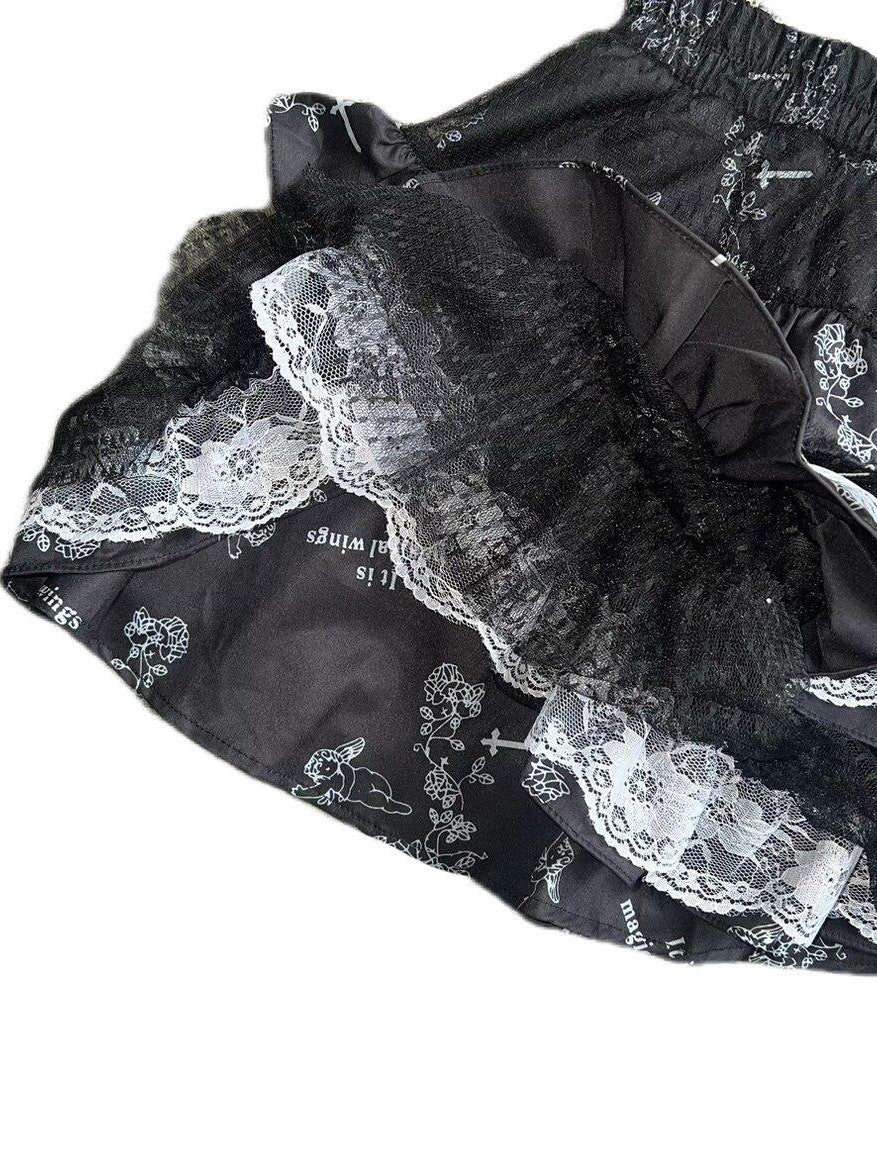 Sub Era Dark Harajuku Punk Lace Tiered Women's Polyester Mini Skirts