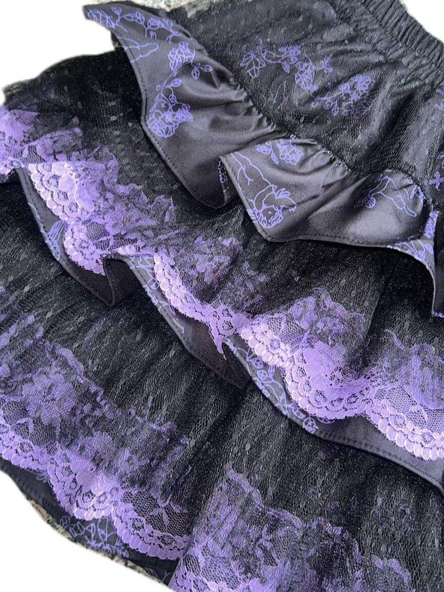 Sub Era Dark Harajuku Punk Lace Tiered Women's Polyester Mini Skirts