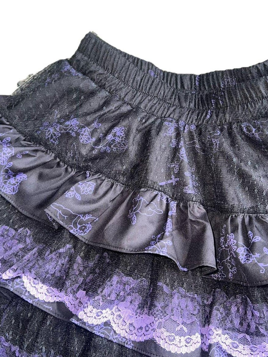 Sub Era Dark Harajuku Punk Lace Tiered Women's Polyester Mini Skirts