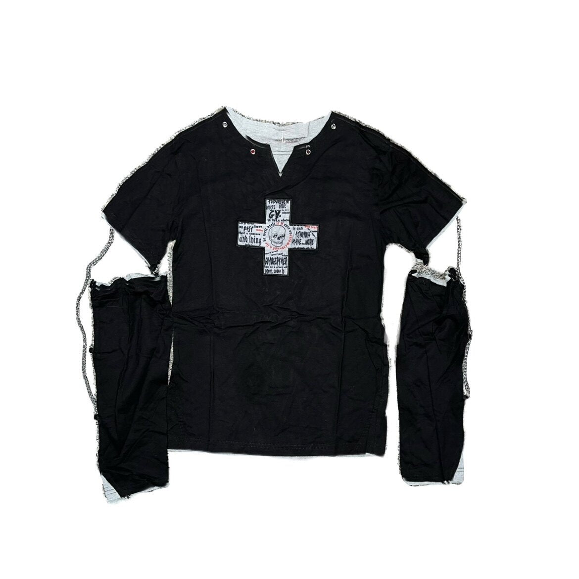 Sub_Era_Dark_Punk_Skull_Cross_Chain_Splice_Sleeve_Print_Women's_Short_Sleeve_T-shirts_713169669740_MISSTT