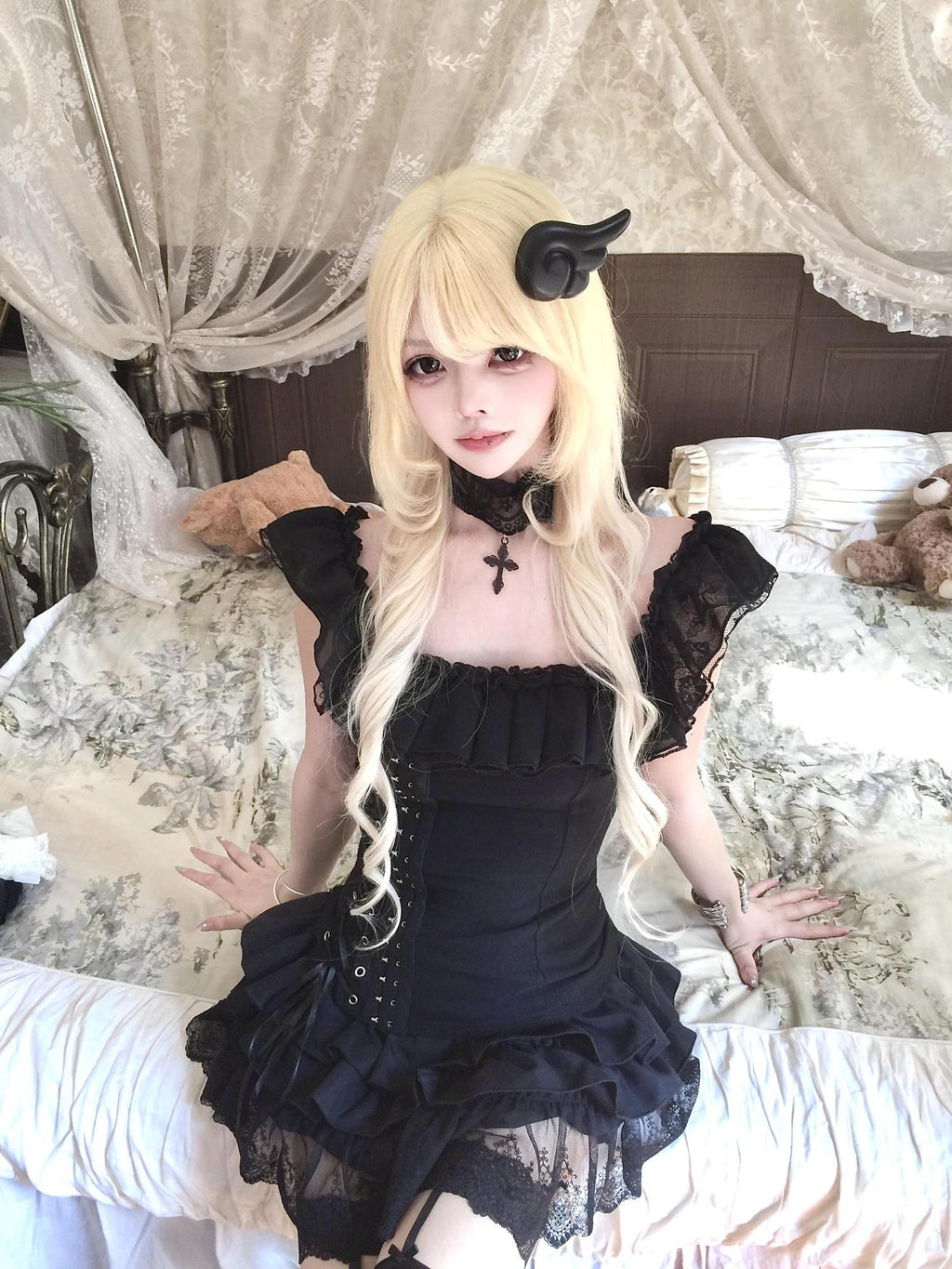Sub Era Gothic Lace Square Neck Lace Up Open Back Women's Polyester Tank Tops