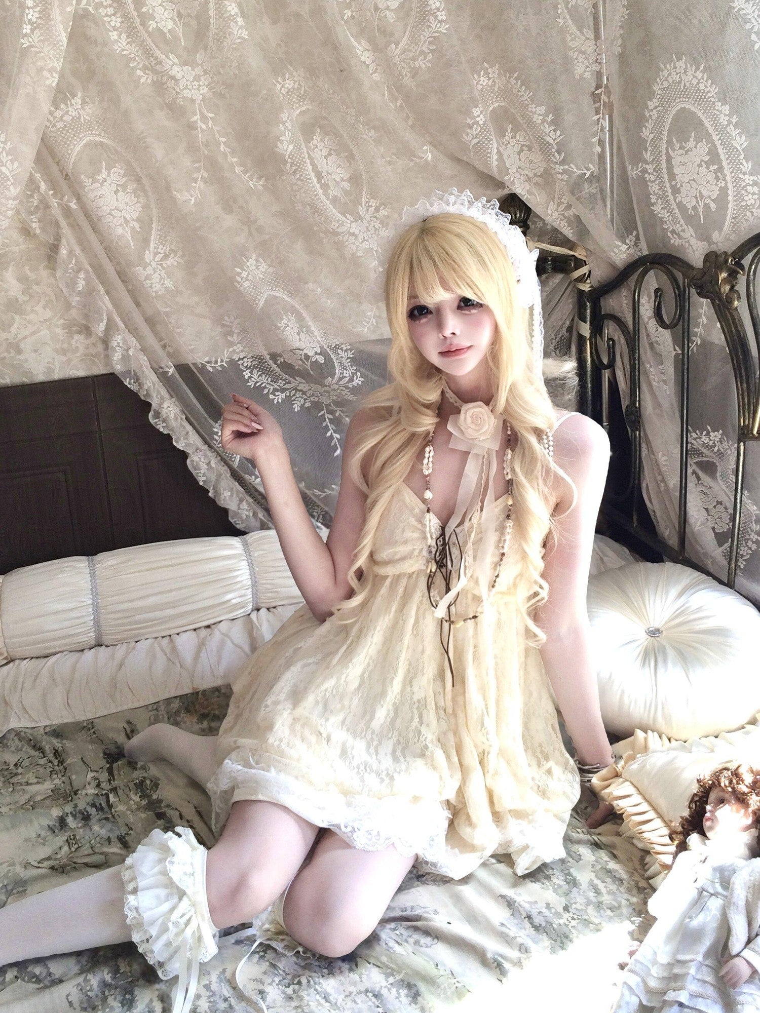 Sub Era Japanese Vintage Lace Sling A Line Women's Polyester Casual Mini Dresses