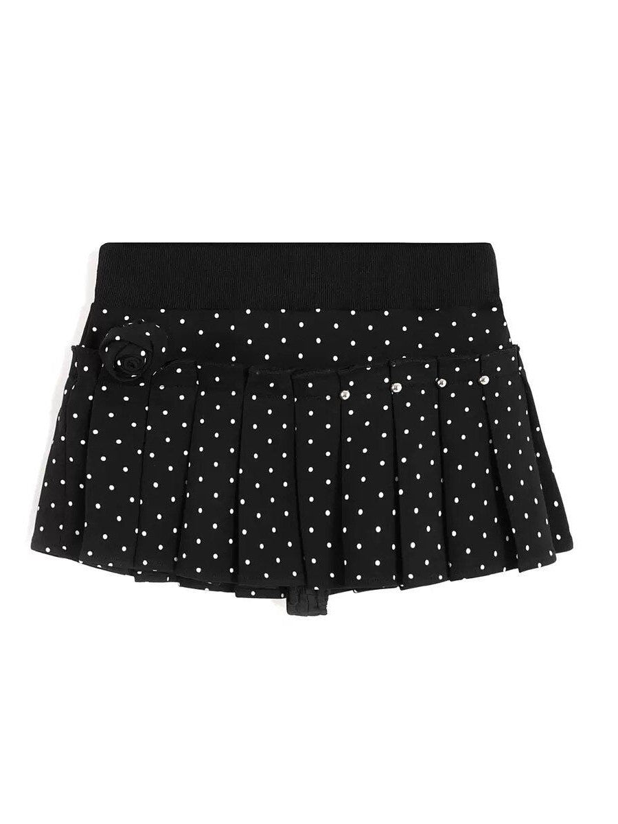 Sub Era Polka Dot Lace Trim Slim Waist Women's Polyester Short Sleeve T-shirts