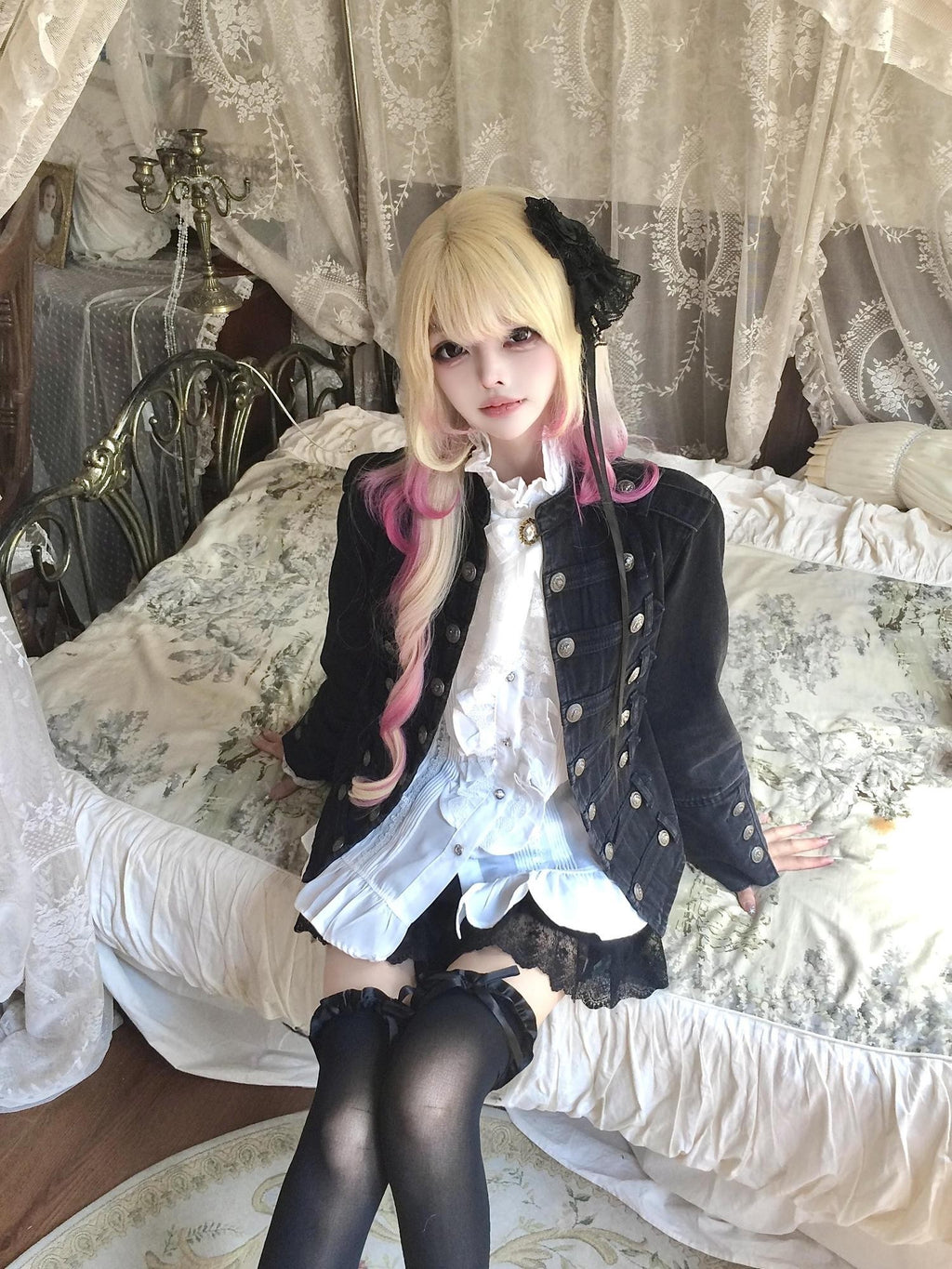 Sub Era Punk Gothic Stand Collar Double Breasted Polyester Women's Cropped Jackets